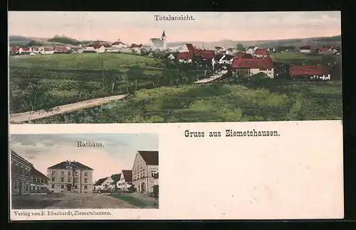 AK Ziemetshausen, Rathaus, Ortsansicht