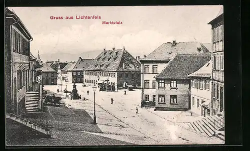 AK Lichtenfels, Marktplatz mit Brunnen