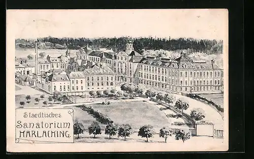 Künstler-AK München-Harlaching, Städtisches Sanatorium