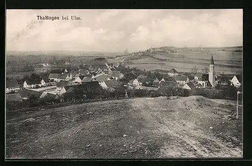AK Thalfingen /Ulm, Ortspartie mit Kirchturm aus der Vogelschau