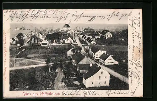 AK Pfaffenhausen, Totalansicht mit Kirche