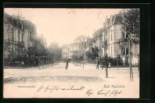 AK Bad Nauheim, Rittershausstrasse mit Passanten