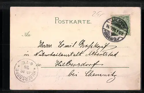 Lithographie Turmberg b. Durlach, Ortsansicht mit Turm