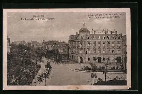 AK Bitterfeld, Lindenstrasse mit Hotel Kaiserhof