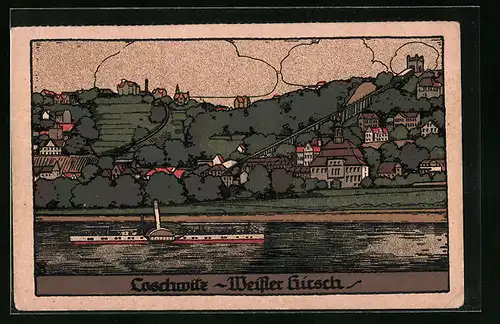 Steindruck-AK Dresden-Loschwitz, Weisser Hirsch