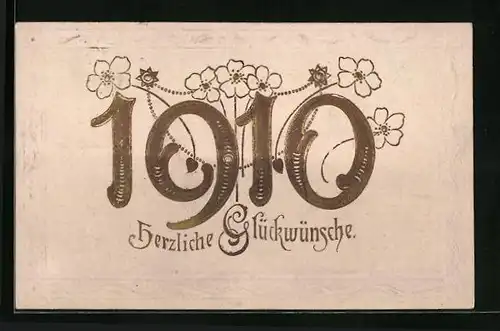 Präge-AK 1910, Herzliche Glückwünsche
