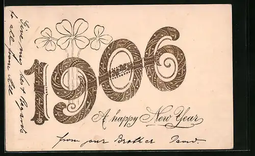 Präge-AK A happy New Year 1906