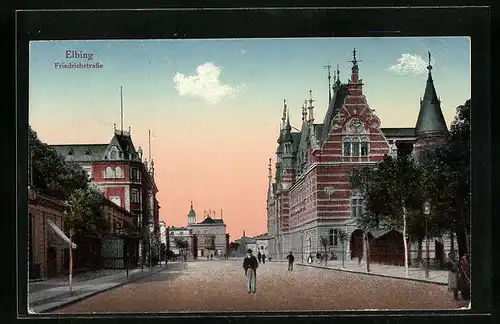 AK Elbing, Passanten in der Friedrichstrasse