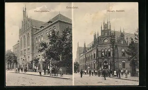 AK Graudenz, Oberrealschule, Kaiserliches Postamt