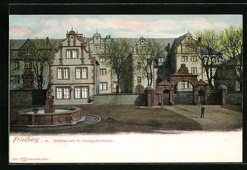 AK Friedberg i. H., Schloss, St. Georgsbrunnen