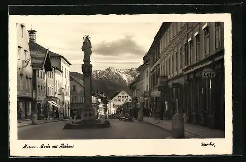 AK Murnau, Markt mit Rathaus