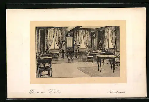 Künstler-AK Wetzlar, möbliertes Lottezimmer
