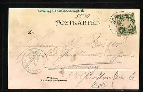 Lithographie Schwabach, Donaupartie an der Fleischbrücke, Untere Reichsstrasse