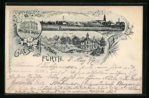 AK Fürth, Logengebäude der Freimaurer, Totalansicht, Stadt-Park