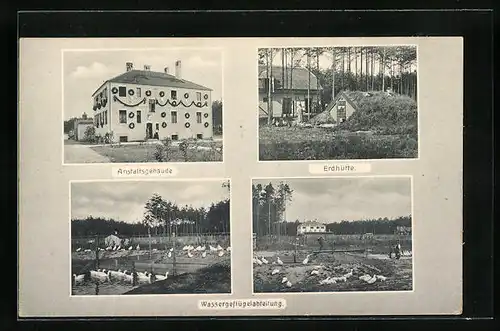 AK Erlangen, K. Kreisgeflügelzuchtanstalt für Mittelfranken, Anstaltsgebäude, Erdhütte