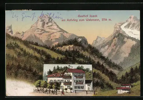 AK Berchtesgaden, Gasthof Ilsank am Aufstieg zum Watzmann