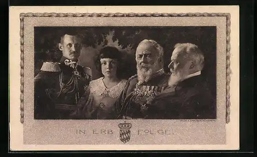 AK Ganzsache Bayern PP27E7 /01: König Ludwig III. von Bayern mit seinen Erben