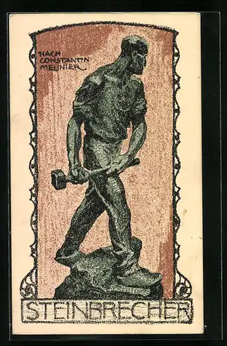 AK Statue eines Steinbrechers, Arbeiterbewegung