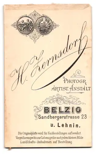 Fotografie H. Zernsdorf, Belzig, Sandbergerstr. 23, Kleines Kind im Kleid sitzt auf Fell