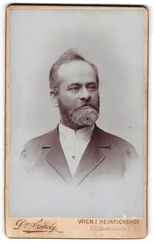 Fotografie Dr. Szekely, Wien, Heinrichshof, Elisabethstr. 2, Elegant gekleideter Herr mit grauem Vollbart