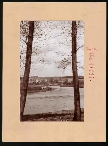 Fotografie Brück & Sohn Meissen, Ansicht Flöha i. Sa., Ortsansicht mit Fabrik auf dem Hügel