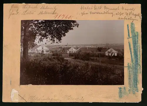 Fotografie Brück & Sohn Meissen, Ansicht Milovice, Blick aus dem Wald auf das Militärlager Milowitz
