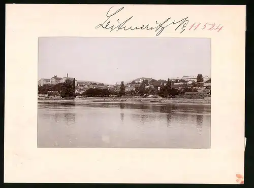 Fotografie Brück & Sohn Meissen, Ansicht Leitmeritz a. Elbe, Elbpartie mit Blick auf die Stadt