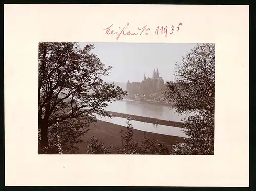 Fotografie Brück & Sohn Meissen, Ansicht Meissen i. Sa., Blick auf den Winterhafen mit Albrechtsburg von Proschwitz