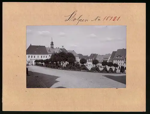 Fotografie Brück & Sohn Meissen, Ansicht Stolpen i. Sa., Partie am Markt mit Weinstube J. Leugold, Restaurant zur Post