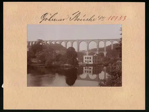 Fotografie Brück & Sohn Meissen, Ansicht Göhren (Wechselburg), Blick auf die Göhrener Brücke, Viadukt