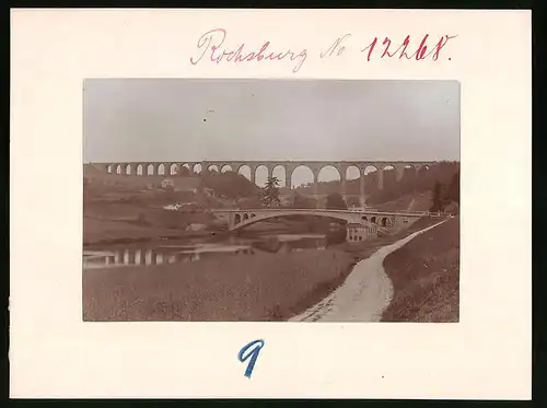 Fotografie Brück & Sohn Meissen, Ansicht Göhren (Wechselburg), Blick auf die Göhrener Brücke, Viadukt