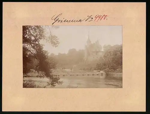 Fotografie Brück & Sohn Meissen, Ansicht Grimma i. Sa., Partie an der Mulde mit Blick auf die Gattersburg