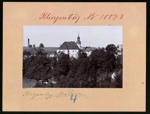 Fotografie Brück & Sohn Meissen, Ansicht Klingenberg Bez. Dresden, Blick auf den Ort mit Kirche