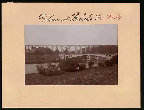 Fotografie Brück & Sohn Meissen, Ansicht Göhren (Wechselburg), Partie an der Göhrener Brücke, Viadukt