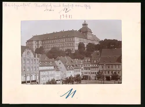 Fotografie Brück & Sohn Meissen, Ansicht Meissen i. Sa., Markt, Uhrengeschäft Oskar Kronberg, Hotel Sächs. Hof, Apotheke