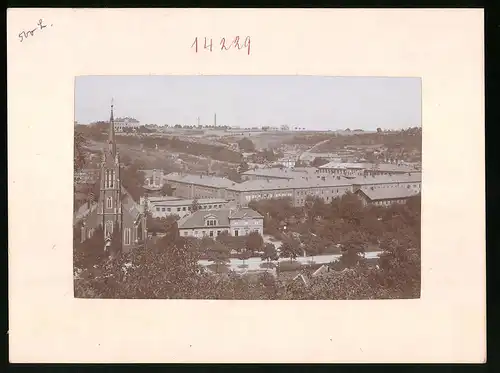 Fotografie Brück & Sohn Meissen, Ansicht Meissen i. Sa., Blick auf die Porzellanmanufaktur mit Kirche