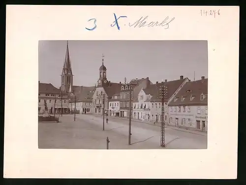 Fotografie Brück & Sohn Meissen, Ansicht Wilsdruff, Marktplatz mit Kaffeerösterei Berthold Wilhelm, Cafe Seeger