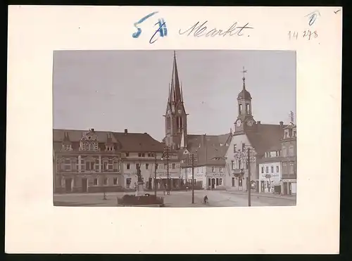 Fotografie Brück & Sohn Meissen, Ansicht Wilsdruff, Markt mit Modehaus Wehner, Alte Post, Apotheke, Rathaus, Denkmal