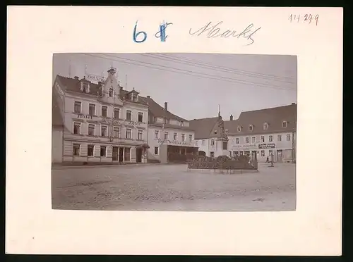 Fotografie Brück & Sohn Meissen, Ansicht Wilsdruff, Marktplatz mit Hotel Adler, Hotel Weisser Adler, Zahnarzt F. Kletsch