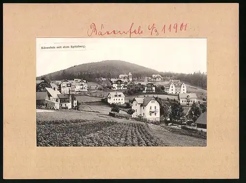 Fotografie - Lichtdruck Brück & Sohn Meissen, Ansicht Bärenfels, Villa Marie mit dem Spitzberg