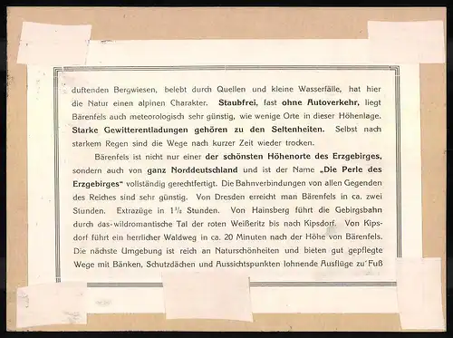 Fotografie - Lichtdruck Brück & Sohn Meissen, Ansicht Bärenfels, Villa Marie mit dem Spitzberg