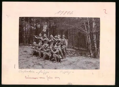 Fotografie Brück & Sohn Meissen, Ansicht Dresden, 12.Kgl. Sächsisches Infanterie-Regiment Nr. 177 Schützen-Formation