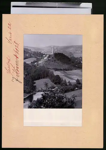 Fotografie Brück & Sohn Meissen, Ansicht Saaleck bei Kösen, Blick zur Burgruine