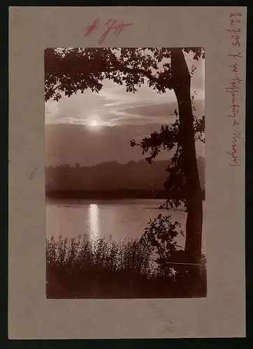 Fotografie Brück & Sohn Meissen, Ansicht Sachsenburg, Idyllischer Seeblick bei Dämmerung