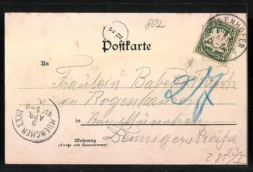 Lithographie Dingharting, Killers Gasthaus, Kirche