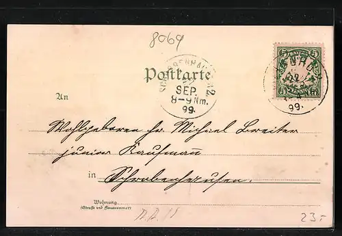 Lithographie Geisenfeld, Post und Gasthof Fuchsbüchler, Krankenhaus, Knabenschule, Rathaus