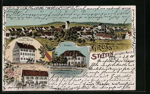 Künstler-AK Stetten am kalten Markt, Amthaus, Post, Totalansicht