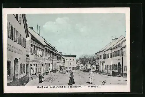 AK Eichendorf /Niederbayern, Marktplatz mit Geschäften