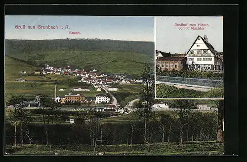 AK Grunbach i. R., Gasthof zum Hirsch, Teilansicht mit Buoch