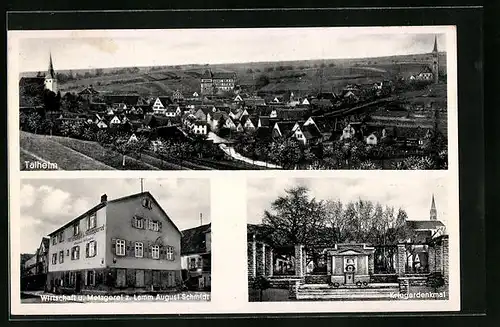 AK Talheim, Ortsansicht mit Wirtschaft und Kriegerdenkmal